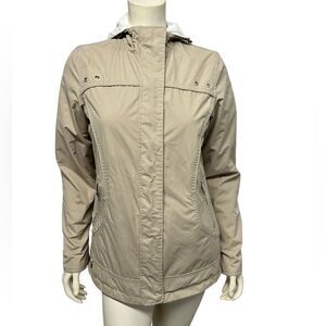 Free Country Cream Tan Soft Lined Winter Coat Inside Pockets Hood Fall Jacket